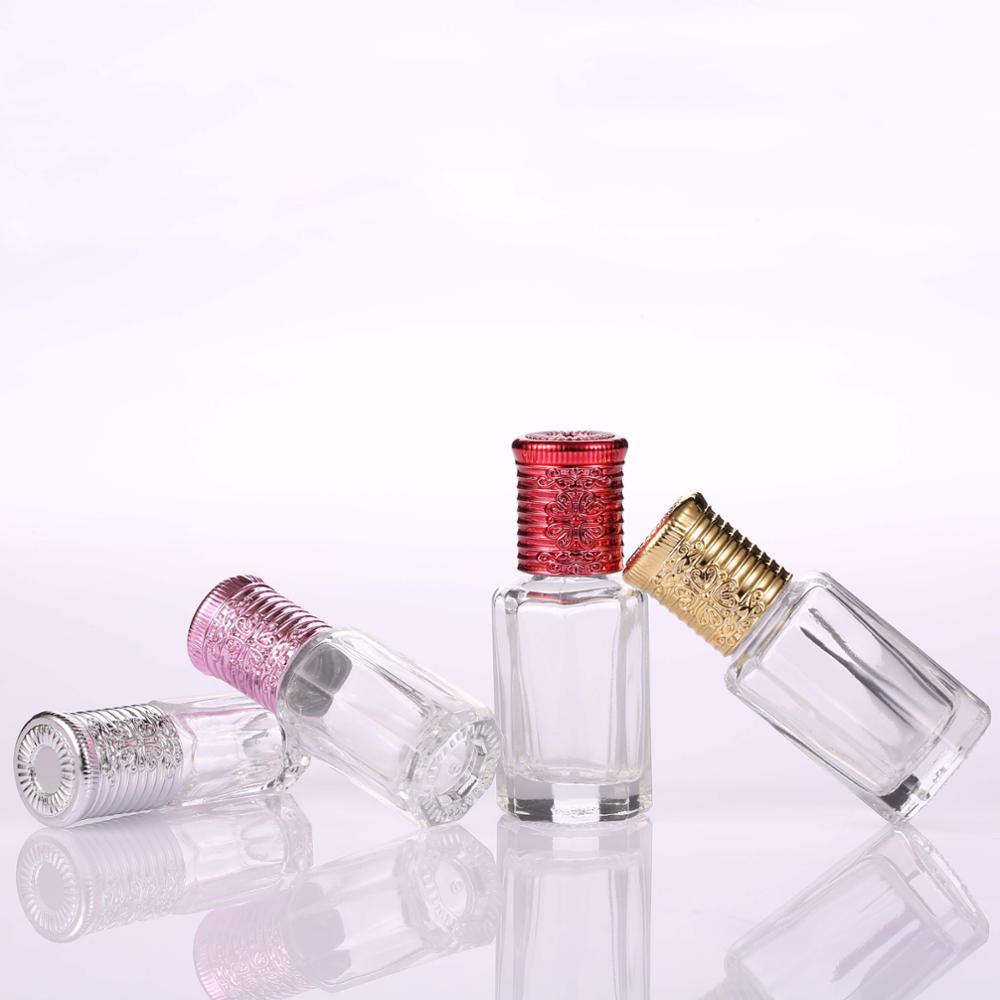New design 3ml 6ml 10ml 12ml octagonal glass bottles roller bottles empty roll on bottles with metal alloy screw caps