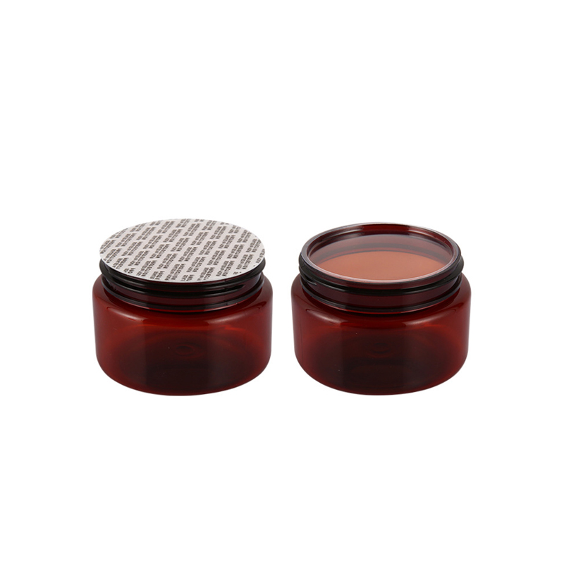 New design 50G 100g 120g 150g Amber color round pet jar cream container with silver cap