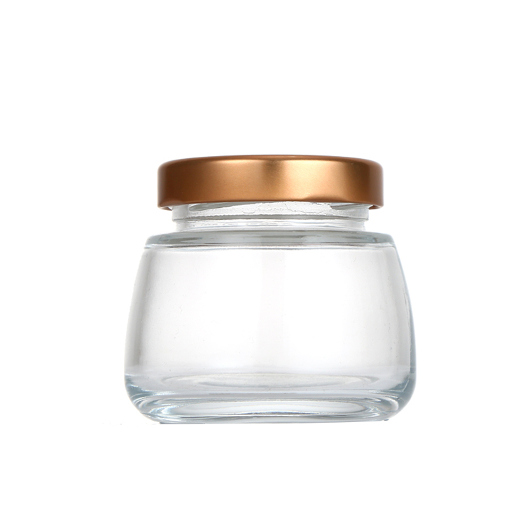New design 50ml 75ml 120ml 150ml mini clear bird nest glass jar with metal lid wholesale