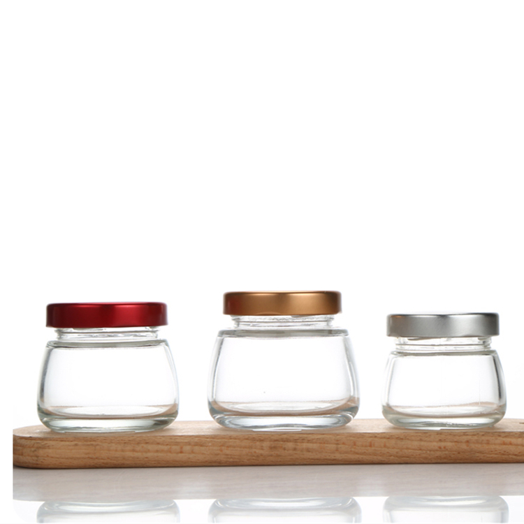 New design 50ml 75ml 120ml 150ml mini clear bird nest glass jar with metal lid wholesale