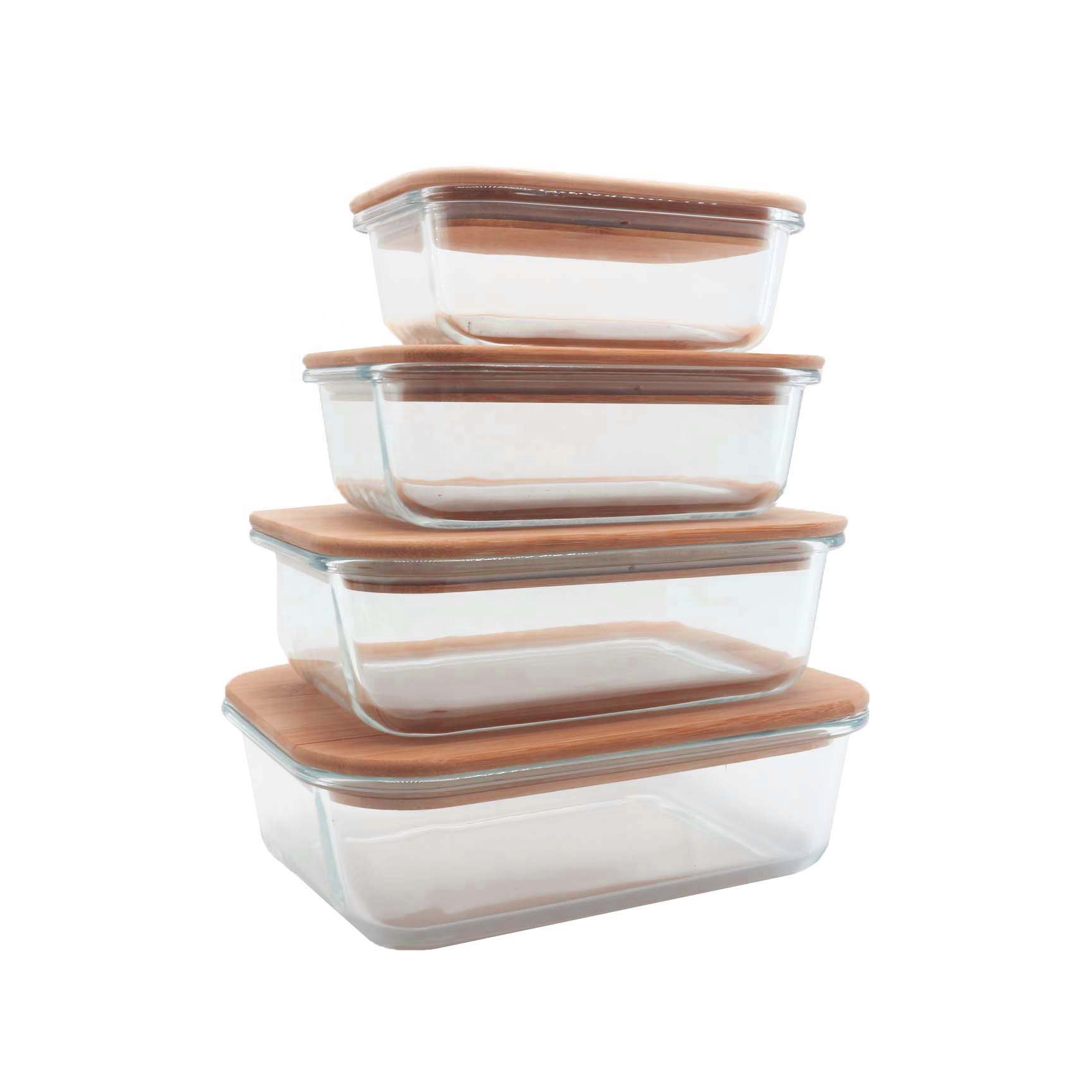 New design Borosilicate Glass Food wooden eco friendly bento lunch box for children PD-10Q