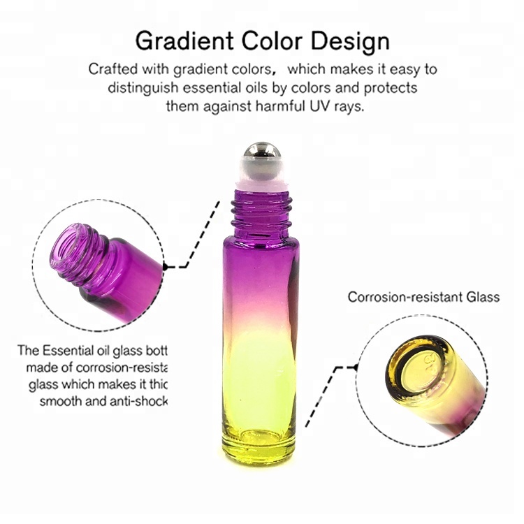 New design Essential Oil Roller Bottles 10ml,Glass Bottle 10ml, Pack of 6