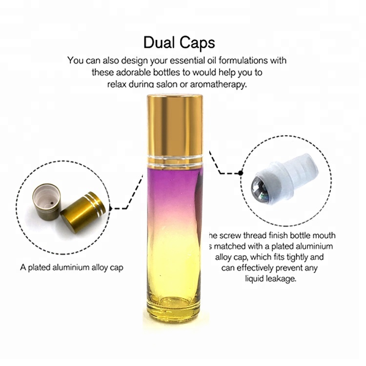 New design Essential Oil Roller Bottles 10ml,Glass Bottle 10ml, Pack of 6