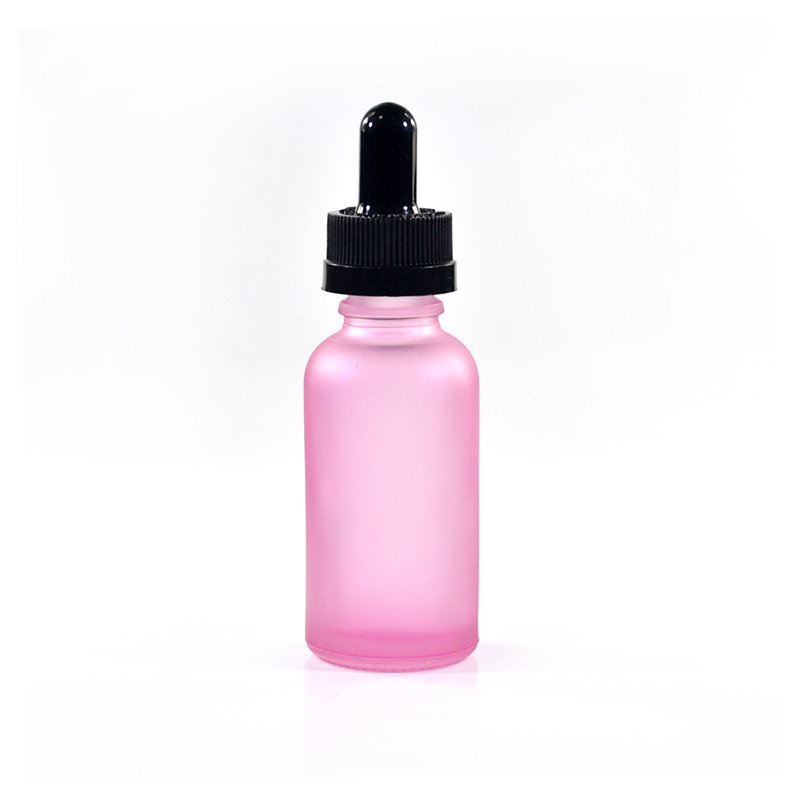 New design Essential oil e liquid e juice 30ml Luxury hollow lid light pink frosted glass dropper bottle