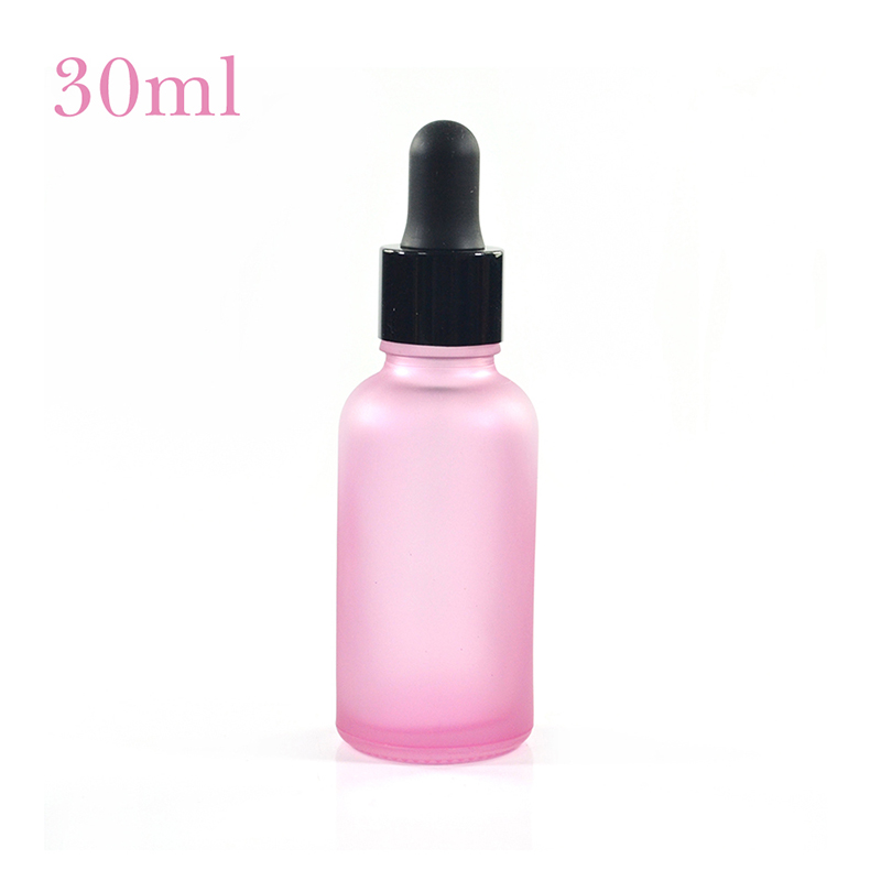 New design Essential oil e liquid e juice 30ml Luxury hollow lid light pink frosted glass dropper bottle