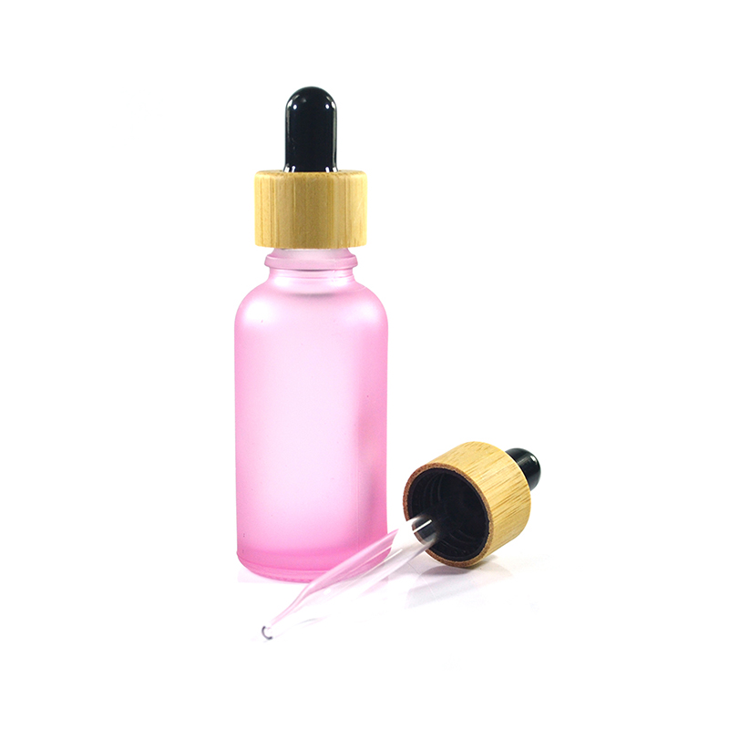 New design Essential oil e liquid e juice 30ml Luxury hollow lid light pink frosted glass dropper bottle
