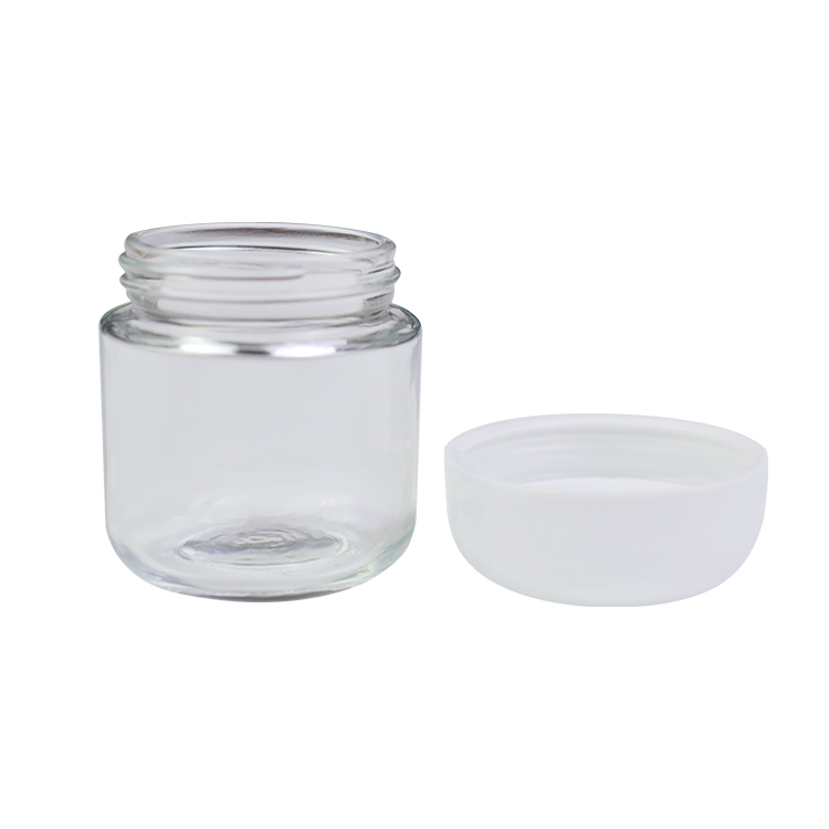 New design clear 2oz glass jars child proof
