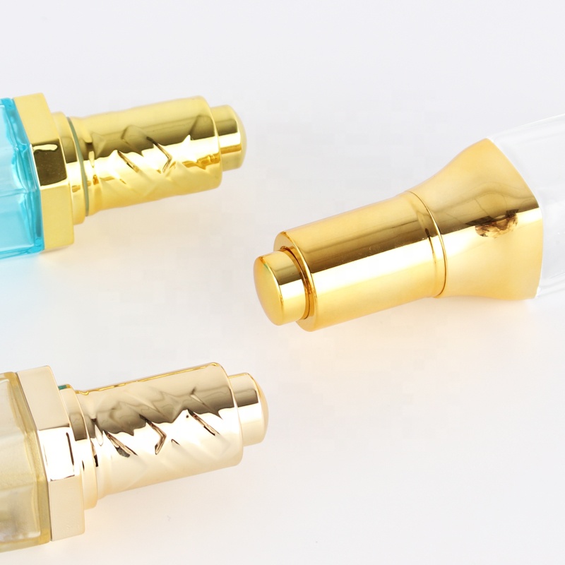 New design clear/blue/yellow color dropper glass bottles with golden cap