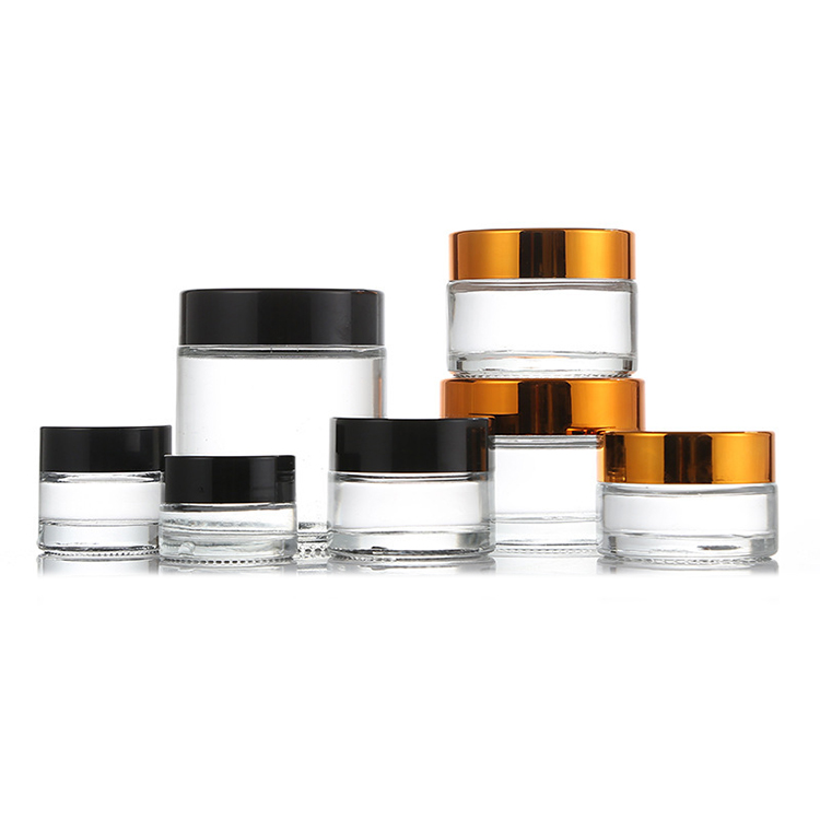 New design clear glass jar child proof cream container skincare jar for cream