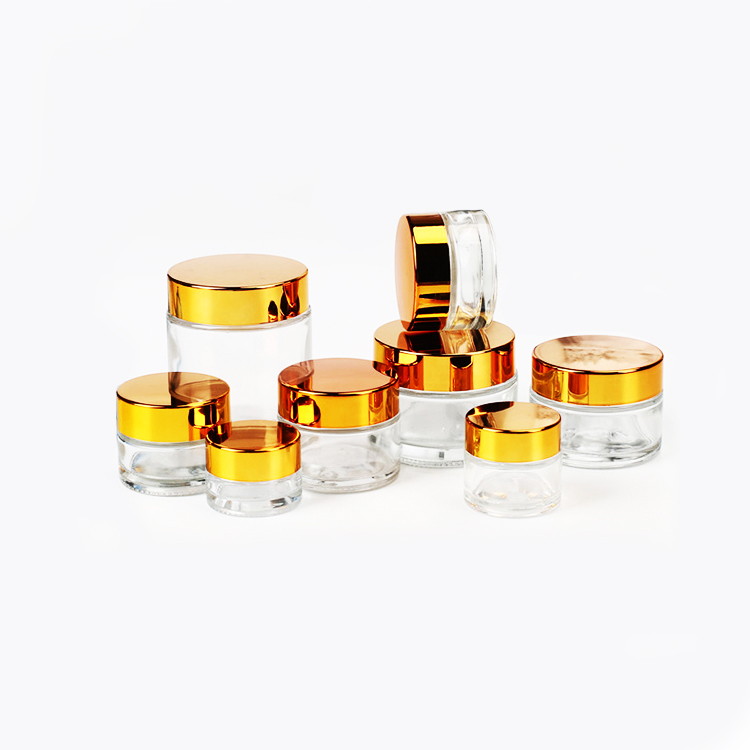 New design clear glass jar child proof cream container skincare jar for cream