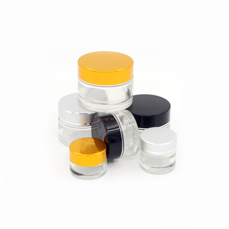 New design clear glass jar child proof cream container skincare jar for cream