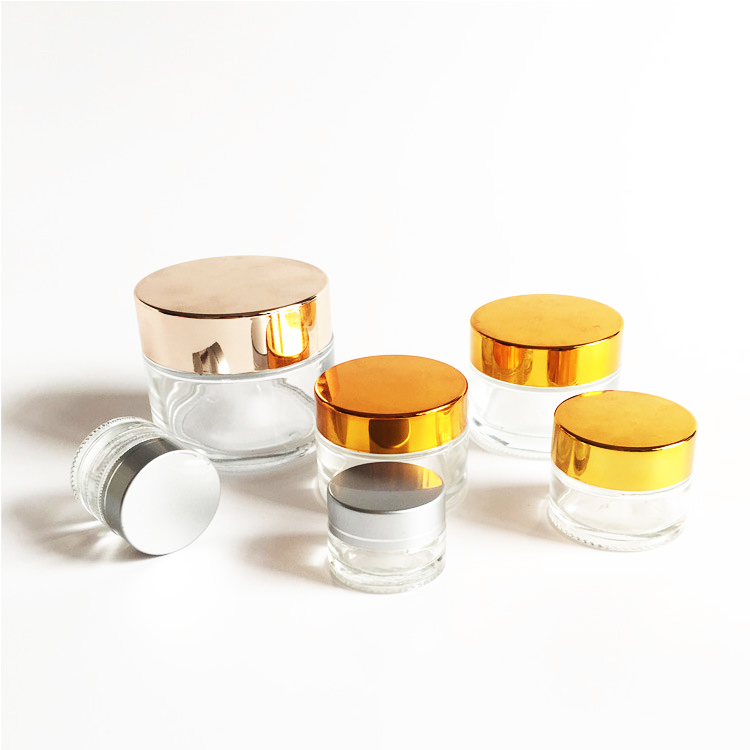 New design clear glass jar child proof cream container skincare jar for cream