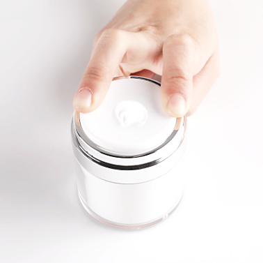 New design cosmetic plastic container acrylic airless push type jar