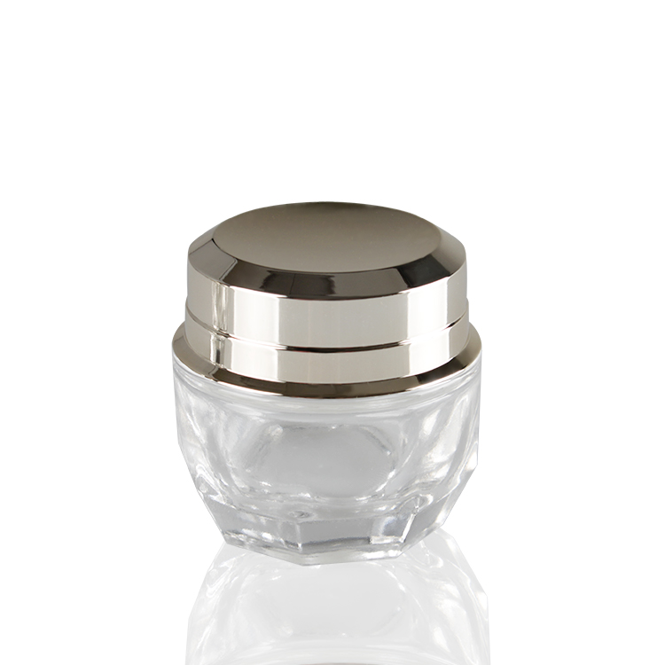 New design cream jar glass jar with silver cap
