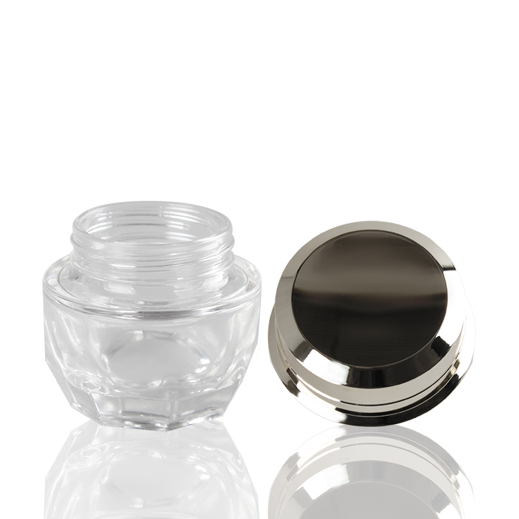 New design cream jar glass jar with silver cap