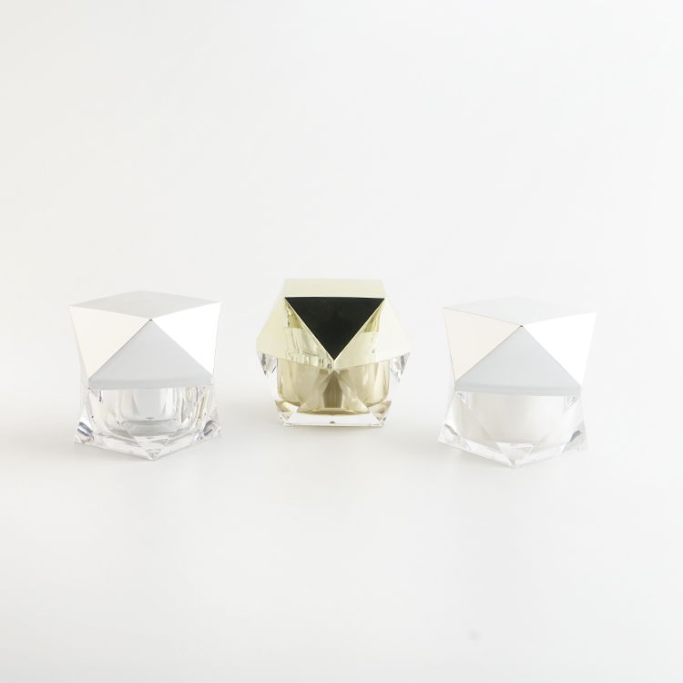 New design custom black pearl white yellow golden skincare 50g empty polygon cosmetic jar