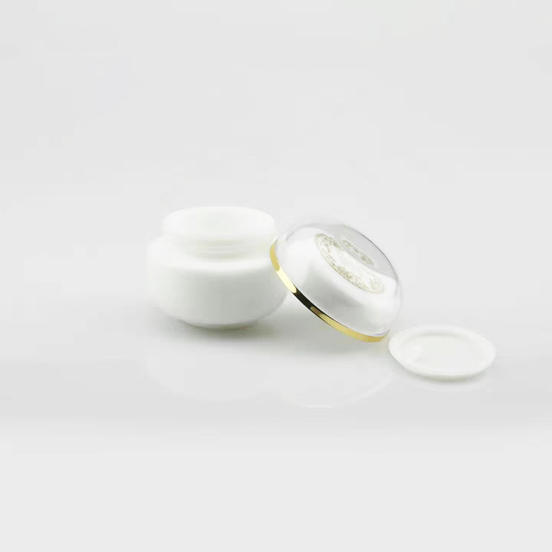 New design empty cosmetic packaging 15ml frosted black glass bottle opal white glass jar with dark wooden lid