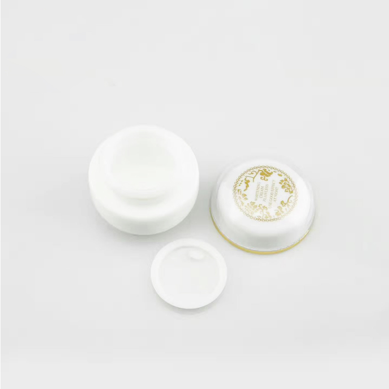 New design empty cosmetic packaging 15ml frosted black glass bottle opal white glass jar with dark wooden lid