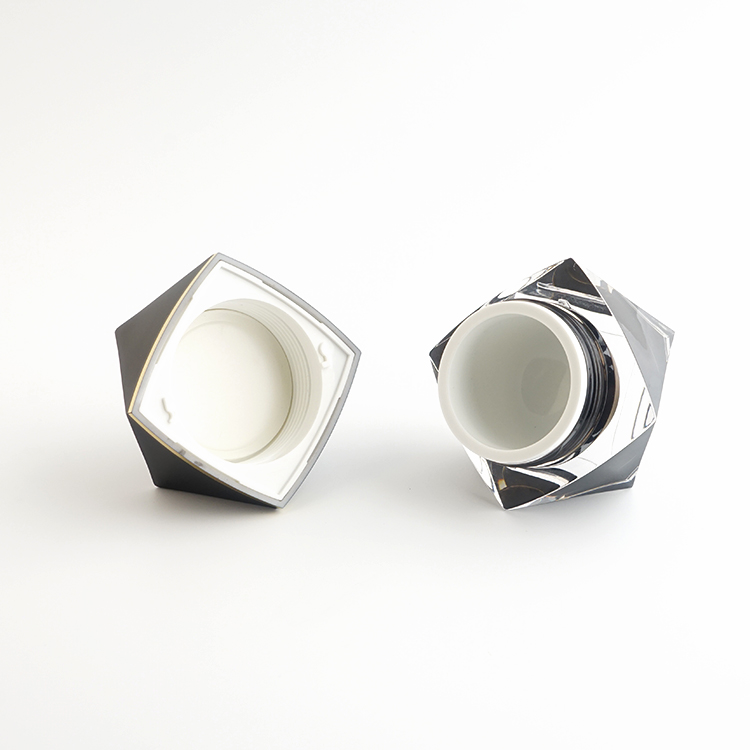 New design empty polygonal shape acrylic cosmetic 50g cream jar