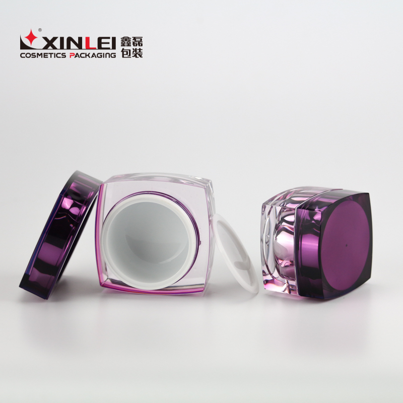 New design empty square 50g acrylic mason jar cosmetic container packaging