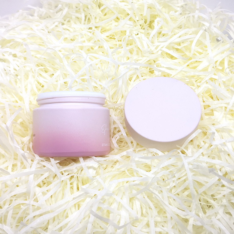 New design face cream skincare packaging matte pink gradient 50 ml white porcelain glass cream jar 50g