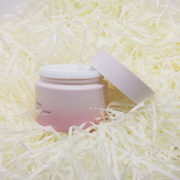 New design face cream skincare packaging matte pink gradient 50 ml white porcelain glass cream jar 50g