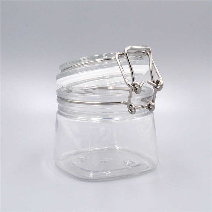 New design iridescent 300ml 500ml 700ml empty frosted matte plastic candle holder jar with wooden lid