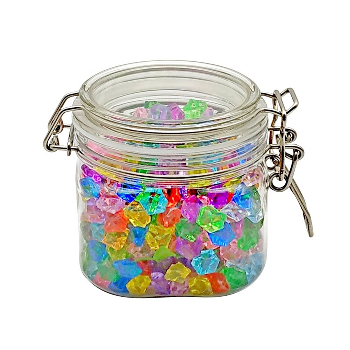 New design iridescent 300ml 500ml 700ml empty frosted matte plastic candle holder jar with wooden lid