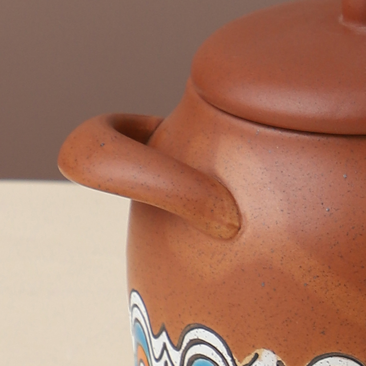 New design kitchenware handmade painted clay large tea coffee sugar ceramic storage canisters with lid