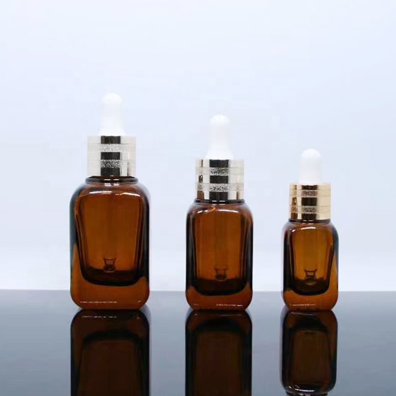 New design luxury 15ml 30ml 50ml square shape glass luxurious dropper serum liquid foundtion bottle