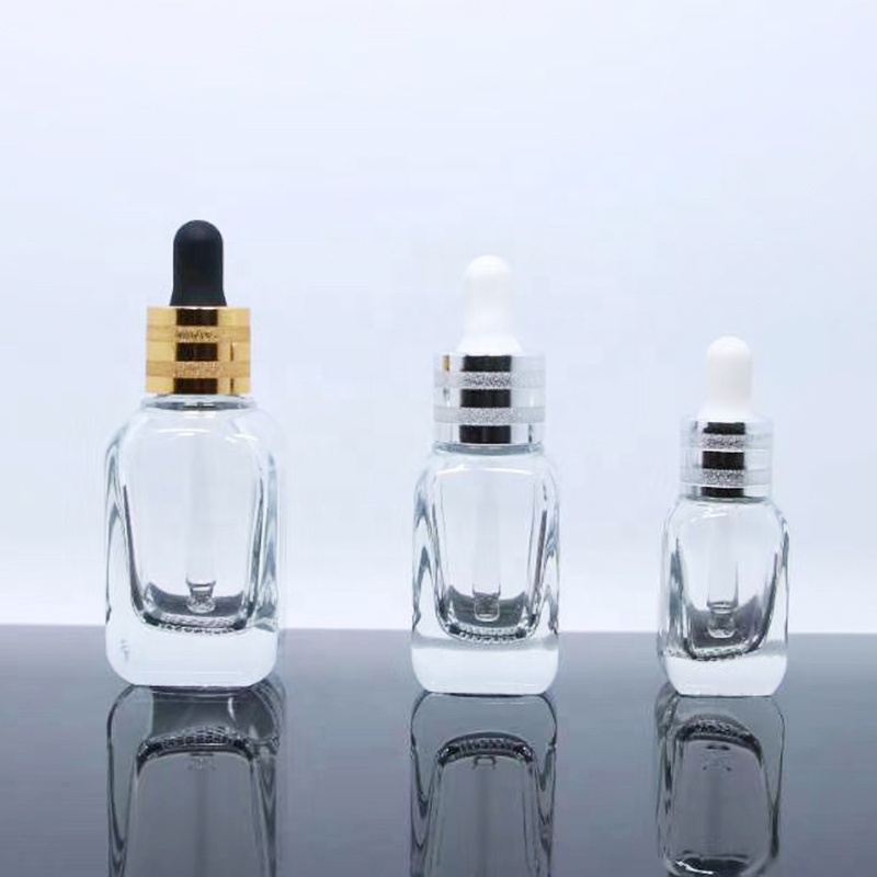 New design luxury 15ml 30ml 50ml square shape glass luxurious dropper serum liquid foundtion bottle