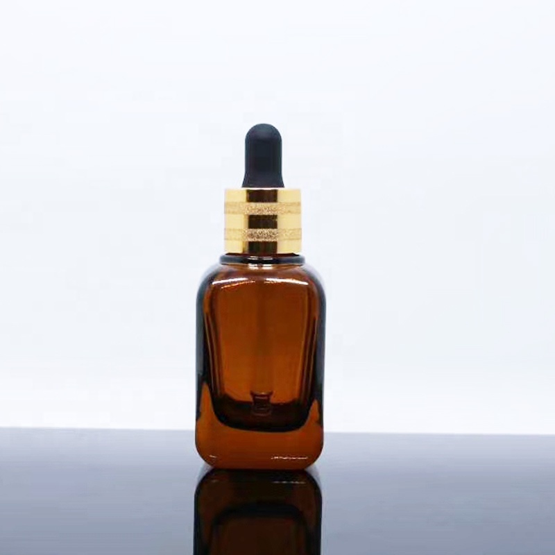 New design luxury 15ml 30ml 50ml square shape glass luxurious dropper serum liquid foundtion bottle