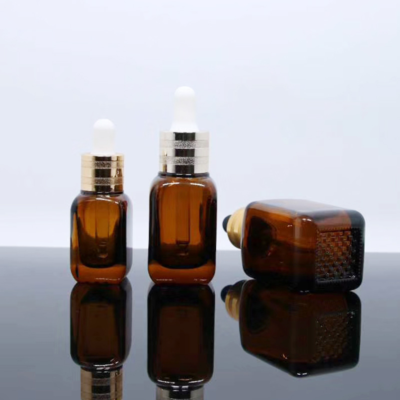 New design luxury 15ml 30ml 50ml square shape glass luxurious dropper serum liquid foundtion bottle