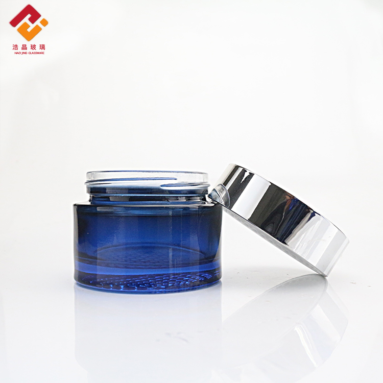 New design luxury blue set cream cosmetic packaging set lotion serum skincare oil glass pump bottle