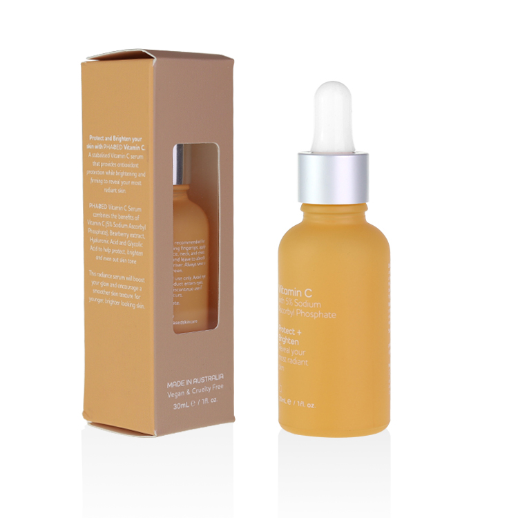 New design matte yellow 30 ml glass dropper serum bottle with box