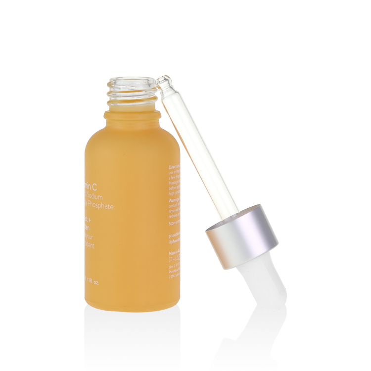 New design matte yellow 30 ml glass dropper serum bottle with box