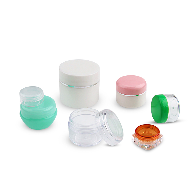 New design oem custom round ps refillable glass jars for cosmetics