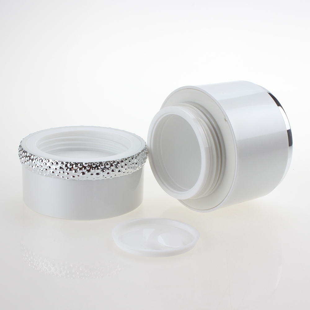 New design of 30g 50g white cream jar with screw cap acrylic jar cosmetic packaging for skin care