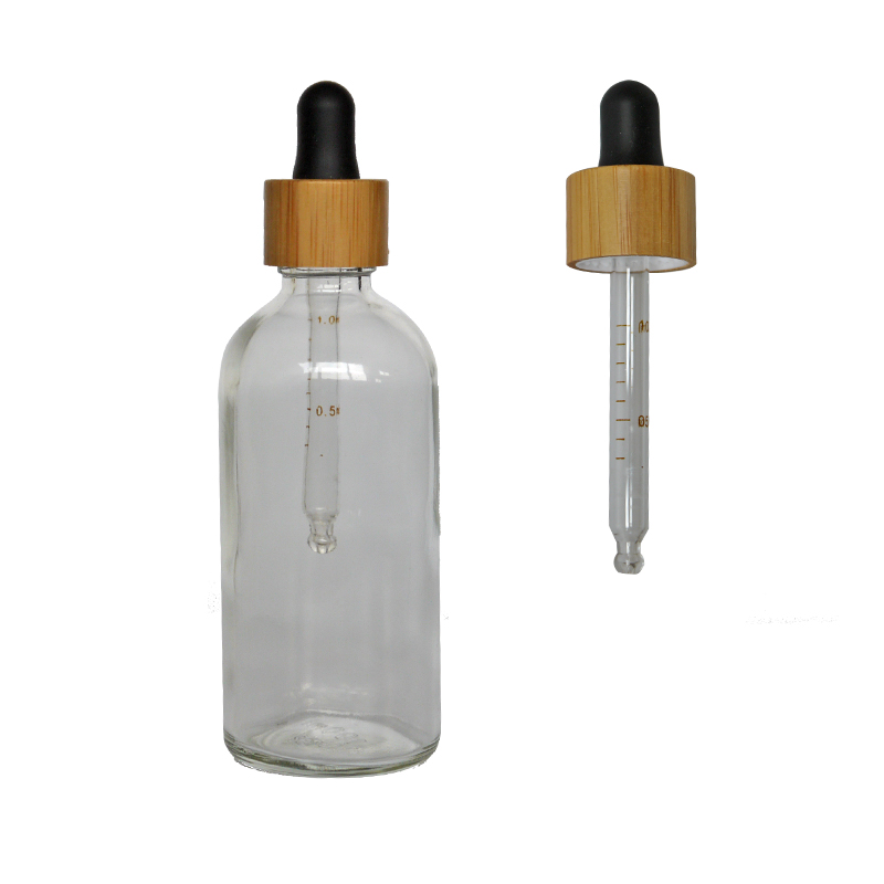 New design professional glass dropper bottle with bamboo cap