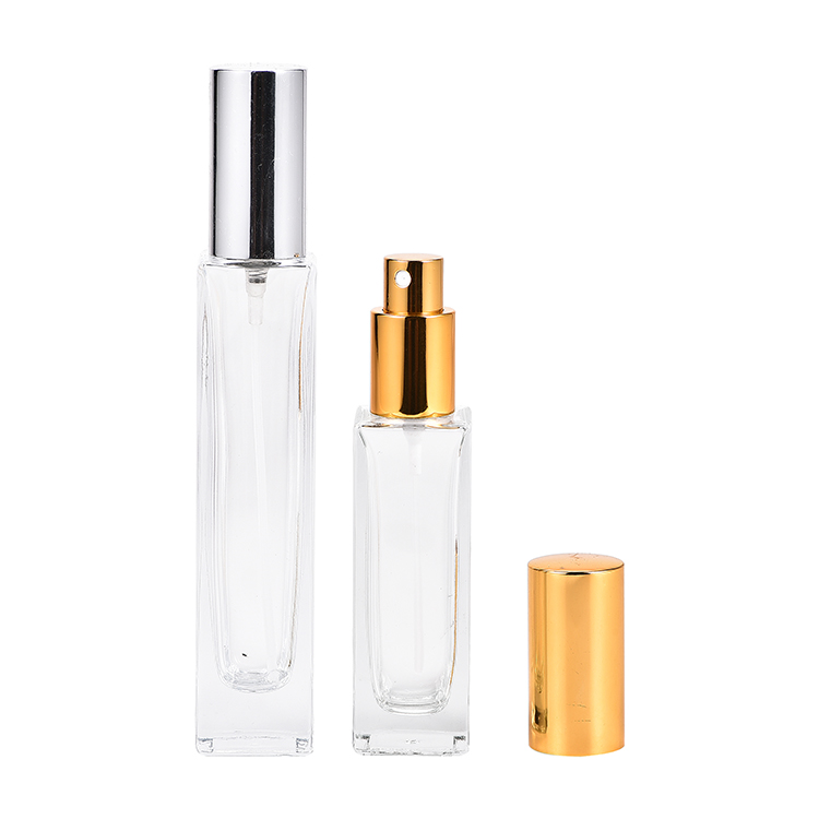 New design refillable 5ml 10ml15ml 30ml 50ml 100ml screw spray square glass perfume bottles with aluminum atomizer