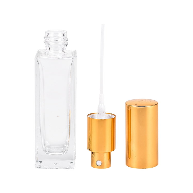 New design refillable 5ml 10ml15ml 30ml 50ml 100ml screw spray square glass perfume bottles with aluminum atomizer