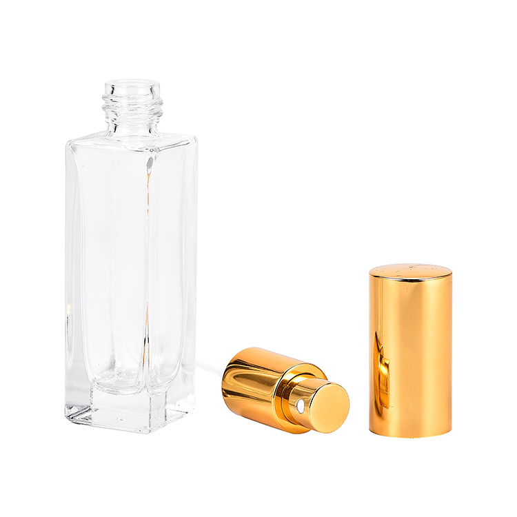 New design refillable 5ml 10ml15ml 30ml 50ml 100ml screw spray square glass perfume bottles with aluminum atomizer