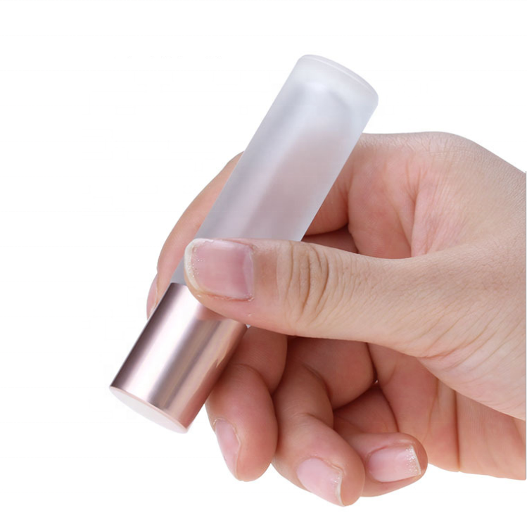 New design rose gold cap steel roller ball 10ml eye cream roll on bottle perfume glass roller bottle