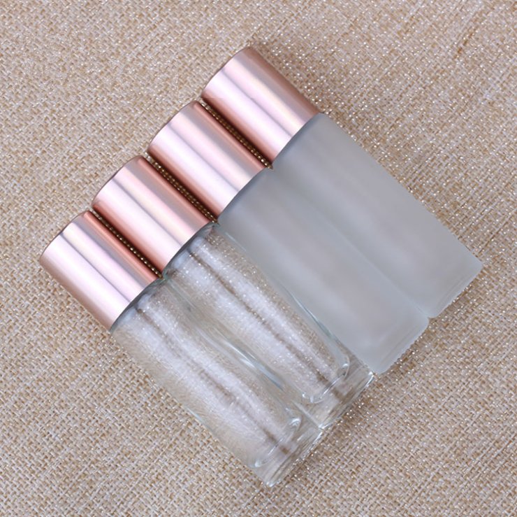 New design rose gold cap steel roller ball 10ml eye cream roll on bottle perfume glass roller bottle