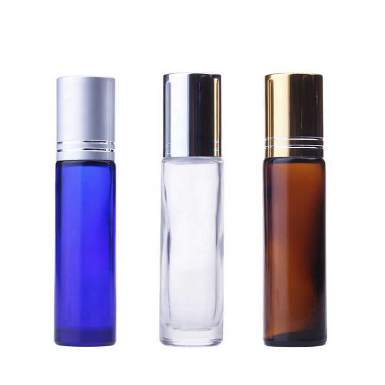 New design rose gold cap steel roller ball 10ml eye cream roll on bottle perfume glass roller bottle