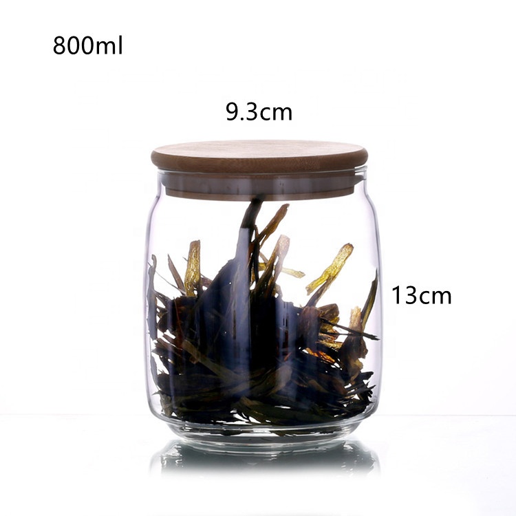 New design storage jar 800ml glass storage jar with lid for Kitchen