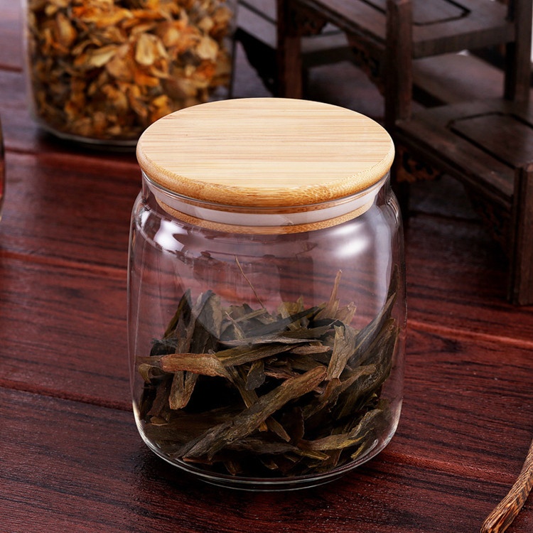 New design storage jar 800ml glass storage jar with lid for Kitchen