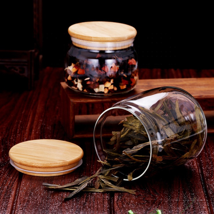 New design storage jar 800ml glass storage jar with lid for Kitchen