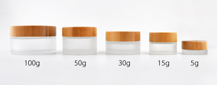 New designer frosted glass jar with bamboo cosmetic packaging skincare 15ml 30ml 50ml body oil jars