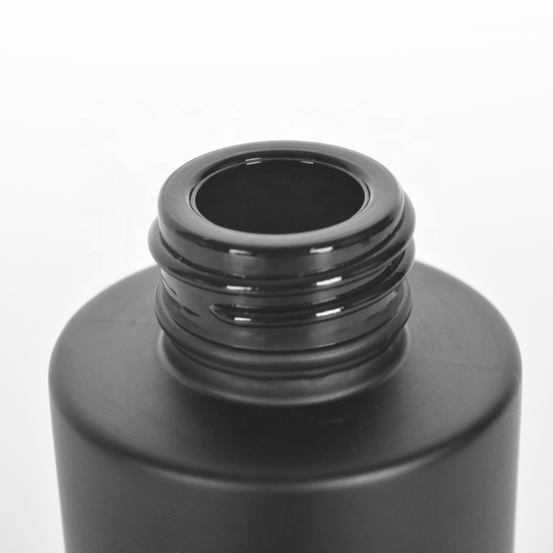 New developed matte black glass lotion bottle with wooden cap very eco friendly